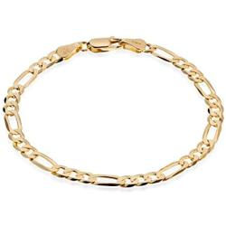 Quadri - Figaro Link Chain 18K Gold Plated over 925 Sterling Silver Italian 5MM Bracelet for Women Men Girls Boys - 7 to 9 Inch - Premium Quality Made in Italy Certified - Gift Box Included