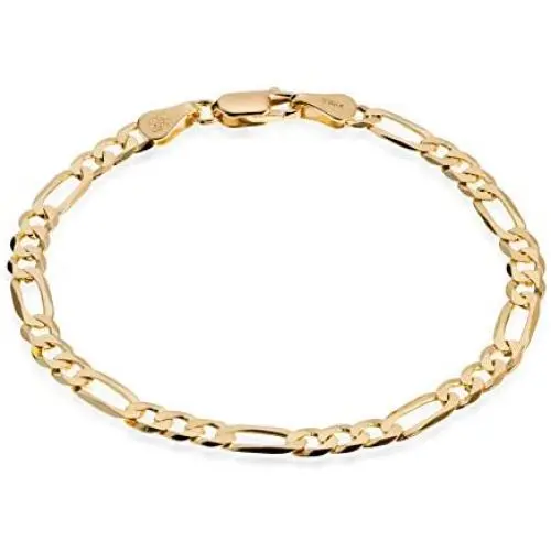 Quadri - Figaro Link Chain 18K Gold Plated over 925 Sterling Silver Italian 5MM Bracelet for Women Men Girls Boys - 7 to 9 Inch - Premium Quality Made in Italy Certified - Gift Box Included Quadri - Figaro Link Chain 18K Gold Plated over 925 Sterling Silver Italian 5MM Bracelet for Women Men Girls Boys - 7 to 9 Inch - Premium Quality Made in Italy Certified - Gift Box Included
