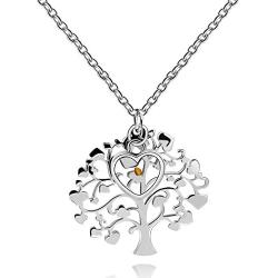 Uloveido Stainless Steel Family Tree of Life Charms Necklace Mustard Seed Pendant Necklaces Jewelry Gifts for Women Teen-Girls Mom Grandma Y637