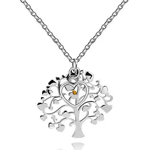 Uloveido Stainless Steel Family Tree of Life Charms Necklace Mustard Seed Pendant Necklaces Jewelry Gifts for Women Teen-Girls Mom Grandma Y637 Uloveido Stainless Steel Family Tree of Life Charms Necklace Mustard Seed Pendant Necklaces Jewelry Gifts for Women Teen-Girls Mom Grandma Y637