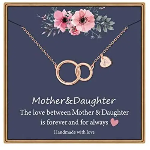 Mother Daughter Necklace, White Gold Plated Infinity Circle Necklace Gifts for Mom and Daughter Heart Initial Necklace Mother Daughter Gifts Mothers Day Christmas Birthday Gifts for Women Girls Mother Daughter Necklace, White Gold Plated Infinity Circle Necklace Gifts for Mom and Daughter Heart Initial Necklace Mother Daughter Gifts Mothers Day Christmas Birthday Gifts for Women Girls