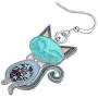 NEWEI Enamel Alloy Rhinestone Cat Kitten Earrings Dangle Drop Hook For Women Kids Charm Fashion Animal Pet Jewelry Gifts