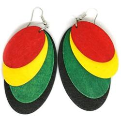 Teris Boutique Rasta Wood Reggae Jamaican Women Fashion Dangle Earrings