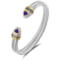 UNY Designer Inspired Jewelry Double Cable Wire CZ Antique Bangle Elegant Beautiful