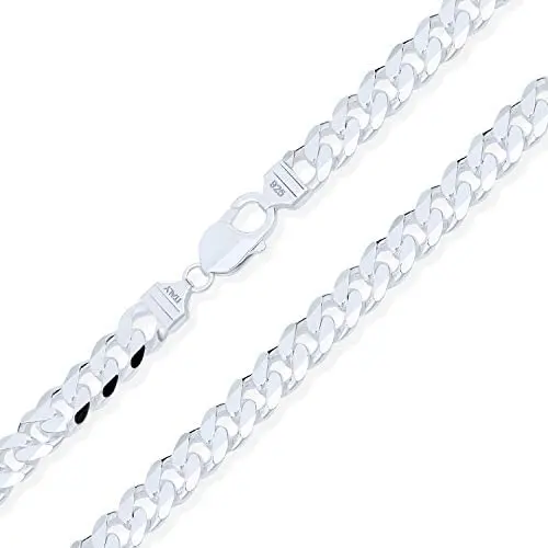 925 Sterling Silver Solid Heavy Cuban Curb Chain Necklace 250 Gauge For Men 925 Sterling Silver Made In Italy 18 20 In