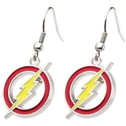 DC Comics Womens Flash Lightning Bolt Drop Earrings, Red/Yellow, One Size