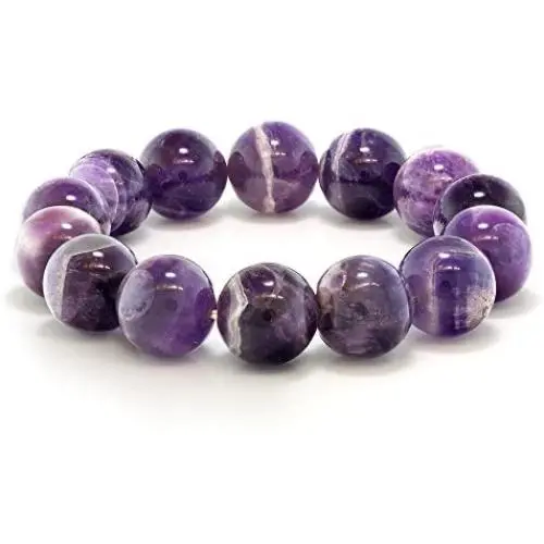 Gem Stone King Purple Amethyst Bead Gemstone Stretchy Bracelet 8.5 Inch Round 16MM Gem Stone King Purple Amethyst Bead Gemstone Stretchy Bracelet 8.5 Inch Round 16MM