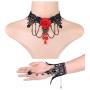 FUNRUN JEWELRY Black Lace Necklace Bracelet Earring Set for Women Halloween Jewelry Set Vintage Gothic Lolita Jewelry for Party Wedding