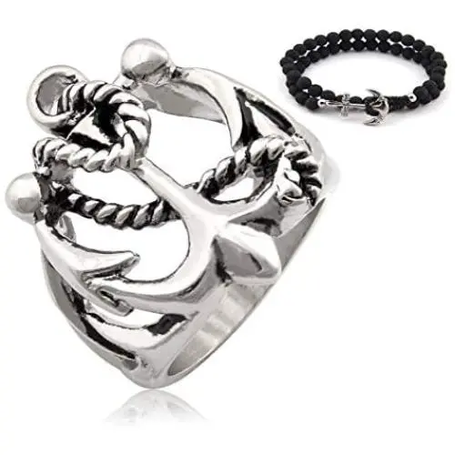 Gungneer USN Anchor Ring for Men Army Symbol Stainless Steel Nautical Lucky Charm Navy Jewelry Accessory Gift Gungneer USN Anchor Ring for Men Army Symbol Stainless Steel Nautical Lucky Charm Navy Jewelry Accessory Gift
