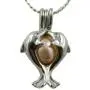 Pearlina Dolphins Necklace Cultured Pearl Oyster Set Silver-tone Plated Cage w/Stainless Steel Chain 18'' Pearlina Dolphins Necklace Cultured Pearl Oyster Set Silver-tone Plated Cage w/Stainless Steel Chain 18''