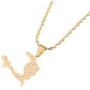 The Republic of Haiti Map Pendant Necklace Chain Port-AU-Prince Map Jewelry