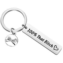 CENWA Bitch Jewelry 100% That Bitch Pinky Promise Pinky Swear Keychain Boss Babe Jewelry Girl Boss Gift DNA Test Jewelry Choose Your Feminist Phrase