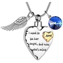 SalaTrend I Used to Be His Angel Now Hes Mine with Angel Wing Charm Keepsake Memorial Urn Necklace