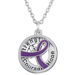 My Shape Purple Cancer Awareness Ribbon Cause Pendant Strength Courage Hope Necklace Survival Trendy Jewelry