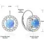 4 Prong Round Birthstone and Created Opal Halo Leverback Earrings For Women or Girls Sterling Silver Dangle Earring 4 Prong Round Birthstone and Created Opal Halo Leverback Earrings For Women or Girls Sterling Silver Dangle Earring