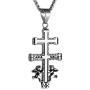 HZMAN Religious Stainless Steel Cruz De Caravaca Double Cross with Angels Pendant Necklace