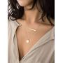 itianxi Dainty Bar Necklace for Women,Gold/Silver Cute Delicate Disc Necklcace,Trendy Elegant Dot Fashion Necklace