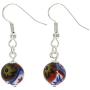 GlassOfVenice Murano Glass Mosaic Millefiori Ball Earrings - Silver