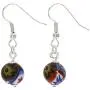 GlassOfVenice Murano Glass Mosaic Millefiori Ball Earrings - Silver GlassOfVenice Murano Glass Mosaic Millefiori Ball Earrings - Silver