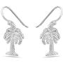 925 Solid Sterling Silver Dangling Small Palm Tree Earrings - Dangle Nature Tiny Hypoallerenic Jewelry