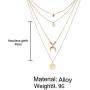 Modyle Women Layered Necklace 14K Real Gold Plated Coin Circle Heart Moon Pendant Dainty Chain Minimalist Simple Boho Jewelry Mothers Gift