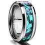 N-A 8 mm Inlaid Abalone Shell Beveled Tungsten Carbide Ring Jewelry for Wedding Party Finger Rings