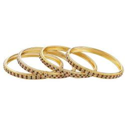 Efulgenz Indian Style Bollywood Traditional Gold Plated Muticolor Stone Wedding Bracelet Bangle Set Jewelry (4 pc)