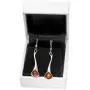 Amber Lily Designer Drop Earrings - Sterling Silver & Baltic Amber - Stunning Modern Design - Presented in Attractive Gift Box