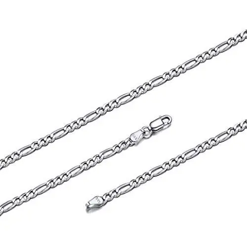 Silvora S925 Curb Link Chain Necklace 3MM/5MM, Sterling Silver Figaro Link Chains for Men Women Italy Miami Curb Chains 14-28 Inches (Gift Packaging Silvora S925 Curb Link Chain Necklace 3MM/5MM, Sterling Silver Figaro Link Chains for Men Women Italy Miami Curb Chains 14-28 Inches (Gift Packaging