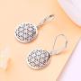 JO WISDOM 925 Sterling Silver Flower of Life Drop&Dangle Leverback Earrings