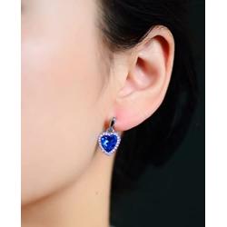 NEOGLORY Blue Heart Crystal Drop Earrings Rhinestone Platinum Plated Fashion 2019