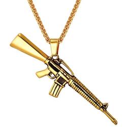 U7 Men Personalized Punk Necklace Jewelry Stainless Steel 18K Gold Plated Rock Army Style Cool Pendant with, Chain 22''