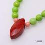 Turquoise Necklace 11.5-12mm Green Round Turquoise Beads Necklace with Coral Pendant 20''