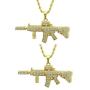 Holibanna 2pcs Hip Hop Rhinestone Necklace Ak47 Pendant Personalized Necklace Punk Golden Chain Jewelry Accessories Gift for Men Women with Random Chain