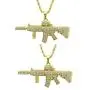 Holibanna 2pcs Hip Hop Rhinestone Necklace Ak47 Pendant Personalized Necklace Punk Golden Chain Jewelry Accessories Gift for Men Women with Random Chain