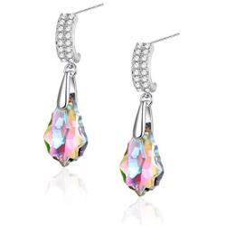 KesaPlan Crystal Earrings Dangle Earrings Crystal Drop Earrings for Girls, Sterling Silver Crystal Drop Earrings for Women