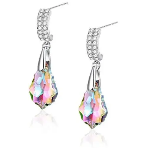 KesaPlan Crystal Earrings Dangle Earrings Crystal Drop Earrings for Girls, Sterling Silver Crystal Drop Earrings for Women KesaPlan Crystal Earrings Dangle Earrings Crystal Drop Earrings for Girls, Sterling Silver Crystal Drop Earrings for Women