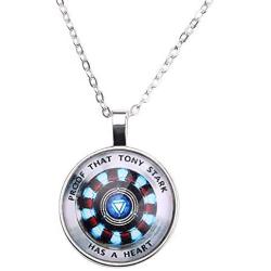 Iron Man Necklace - Proof That Tony Stark Has A Heart Circle Pendant Necklace for Men and Women, Creative Gift for Iron Man Fans