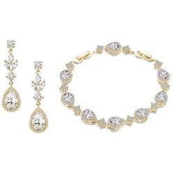 UDORA Zirconia Teardrop Earrings Bracelet Jewelry Sets Brides Bridesmaids Wedding Prom Party