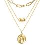 FAMARINE Gold Layered Pendant Long Necklace, 3 Layer Choker Necklace Chain Pendant Costume Jewelry for Women