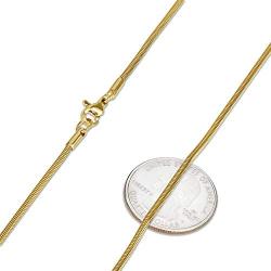 The Bling Factory 1.9mm 24k Yellow Gold Plated Stainless Steel Round Snake Chain Necklace + Gift Box