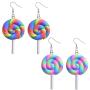 DAMLENG 2 Pairs Creative Unique Simulation Food Colorful Rainbow Lollipop Dangle Earrings Handmade Kawaii Candy Ice Cream Earrings Set for Women Girls Jewelry