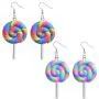DAMLENG 2 Pairs Creative Unique Simulation Food Colorful Rainbow Lollipop Dangle Earrings Handmade Kawaii Candy Ice Cream Earrings Set for Women Girls Jewelry