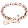 ALEXTINA Dainty Heart Charm Bracelets Inspirational Bible Verse Proverbs 4:23 Stainless Steel 18k Gold Plated Oval Chain Wristband Gift for Mom Women Teen Girls Toggle Clasp