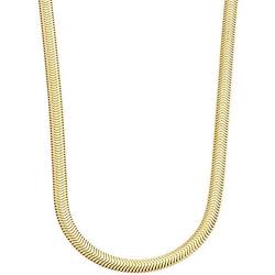 Miabella 18K Gold Over Sterling Silver Italian 4mm Solid Diamond-Cut Flat Snake Dome Herringbone Chain Link Necklace for Women Men 16, 18, 20, 22, 24 Inch 925 Made in Italy