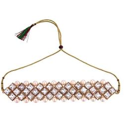 Efulgenz Indian Bollywood Traditional 14 K Gold Plated Kundan Crystal Pearl Wedding Bridal Choker Necklace Earrings Jewelry Set (White 2)