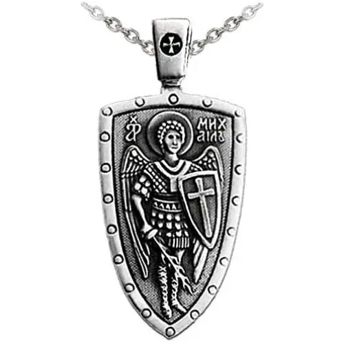 VENICEBEE Archangel St. Michael Saint Medal Cross Shield Sword Angel Guardian Protection Orthodox Christian Mikhail Solid 925 Sterling Silver Pendant Necklace with Chain Black Pouch Polishing Cloth Gift Box VENICEBEE Archangel St. Michael Saint Medal Cross Shield Sword Angel Guardian Protection Orthodox Christian Mikhail Solid 925 Sterling Silver Pendant Necklace with Chain Black Pouch Polishing Cloth Gift Box