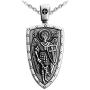 VENICEBEE Archangel St. Michael Saint Medal Cross Shield Sword Angel Guardian Protection Orthodox Christian Mikhail Solid 925 Sterling Silver Pendant Necklace with Chain Black Pouch Polishing Cloth Gift Box