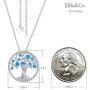 Sterling Silver Tree of Life Necklace March April Birthstone Aquamarine Simulated Diamond Necklace Wife Mom Birthday Gifts Emerald Peridot Garnet Simulated Diamond Amethyst Jewelry for Her