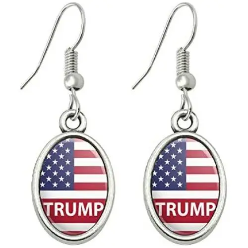 GRAPHICS & MORE President Trump American Flag Novelty Dangling Drop Oval Charm Earrings GRAPHICS & MORE President Trump American Flag Novelty Dangling Drop Oval Charm Earrings